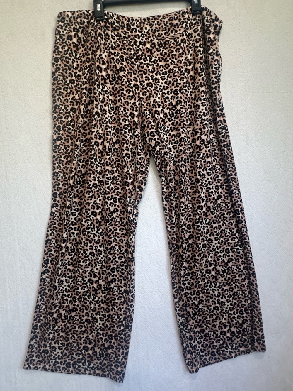 NWT Soma Cool Nights Leopard Print Wide-Leg Sleep Pants in Beige/Black Sz 2XL